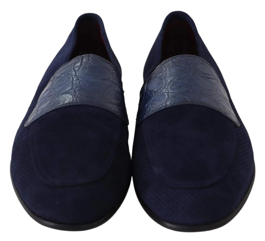 Dolce & Gabbana Dolce & Gabbana Blue Suede Caiman Loafers Slippers Shoes 4