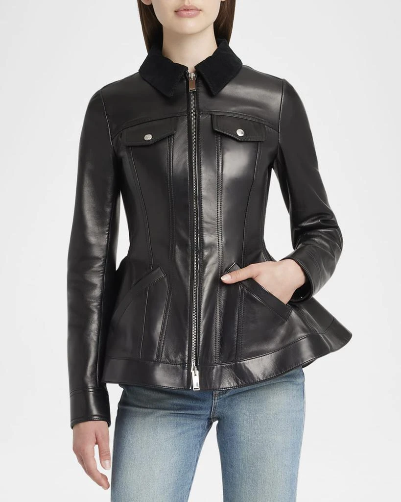 Alexander McQueen Leather Bird Peplum Jacket 4