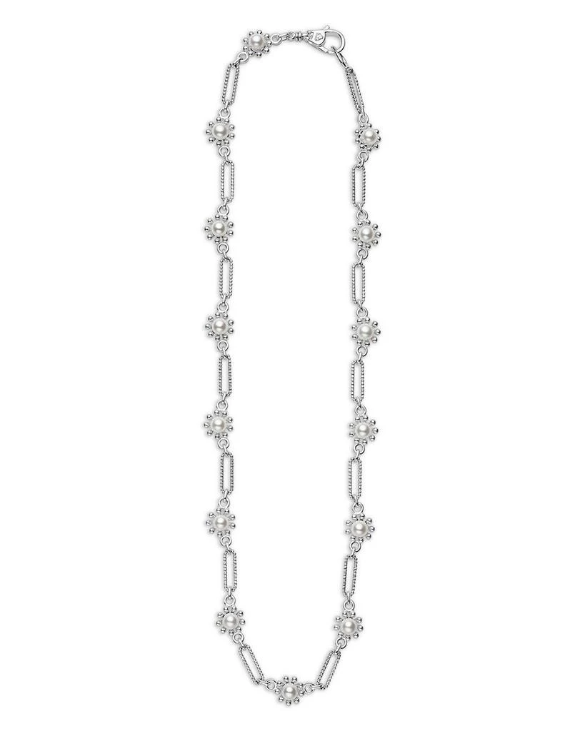 LAGOS Sterling Silver Luna Cultured Pearl Fleur Link Necklace, 18" 2