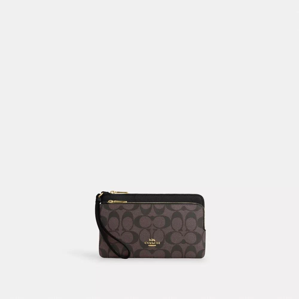 Coach Double Zip Wallet In Signature Canvas 1