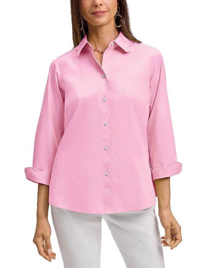FOXCROFT Gwen 3/4 Sleeved Pinpoint Oxford Shirt 1