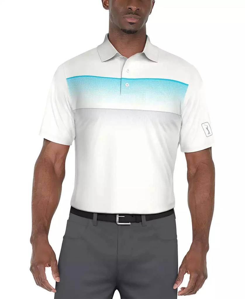 PGA TOUR Men's Gradient Stripe Printed Golf Polo Shirt 1