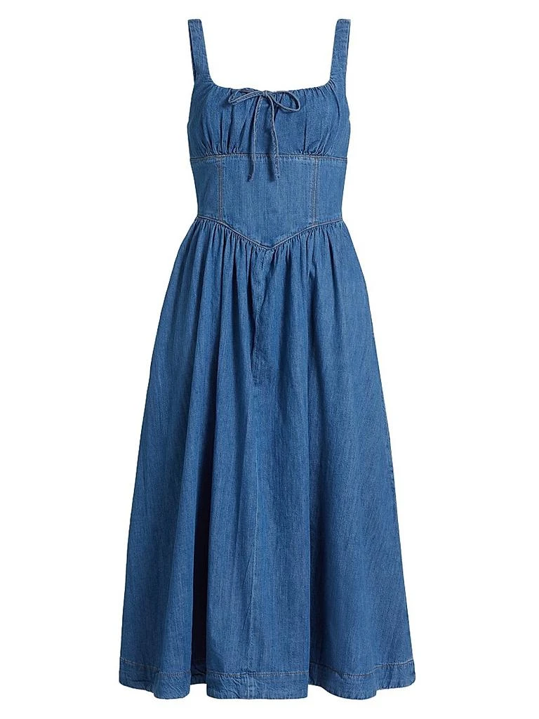 green emerald velvet dress Blue Denim Floral Short Sleeve Fit & Flare Shirtdress main image 0