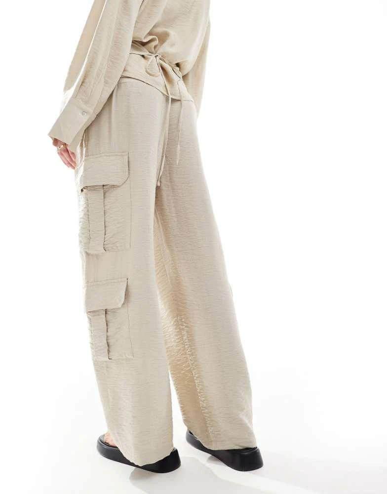 Mango Mango relaxed straight leg co-ord trousers in beige 3