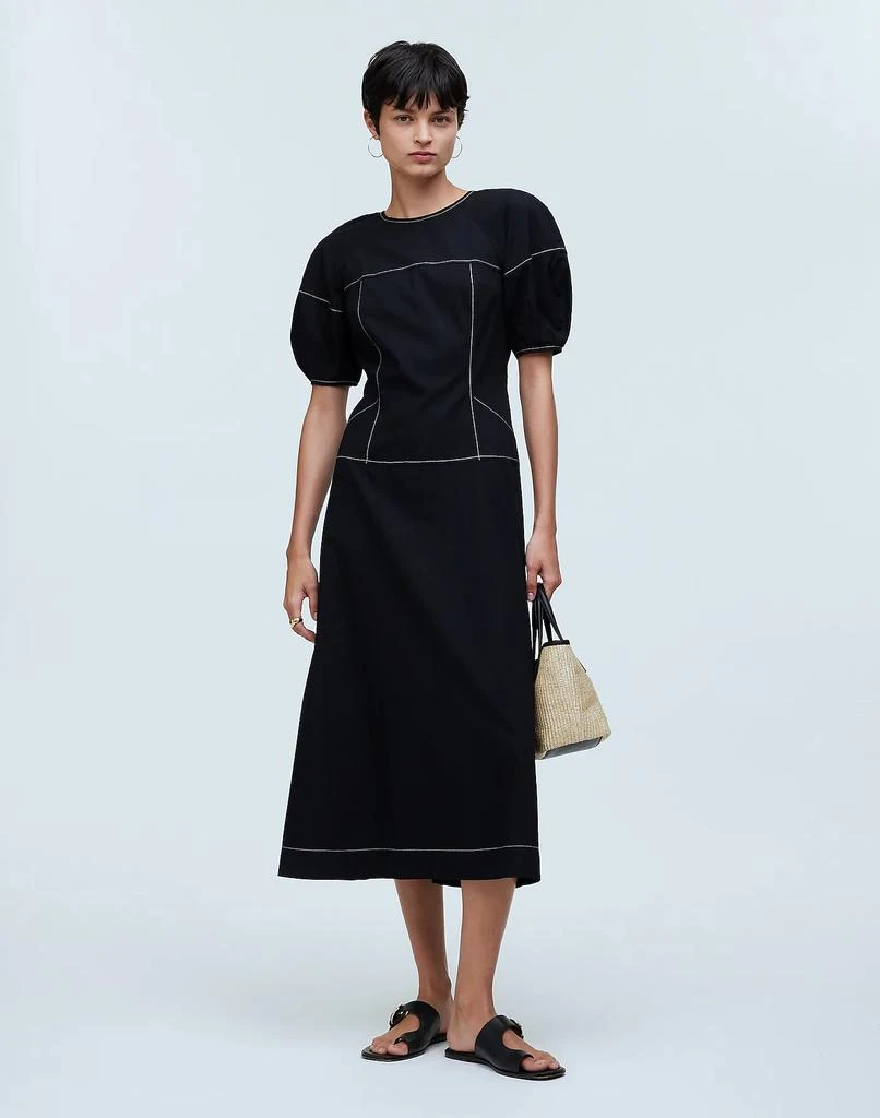 Madewell Puff-Sleeve Drop-Waist Midi Dress 1