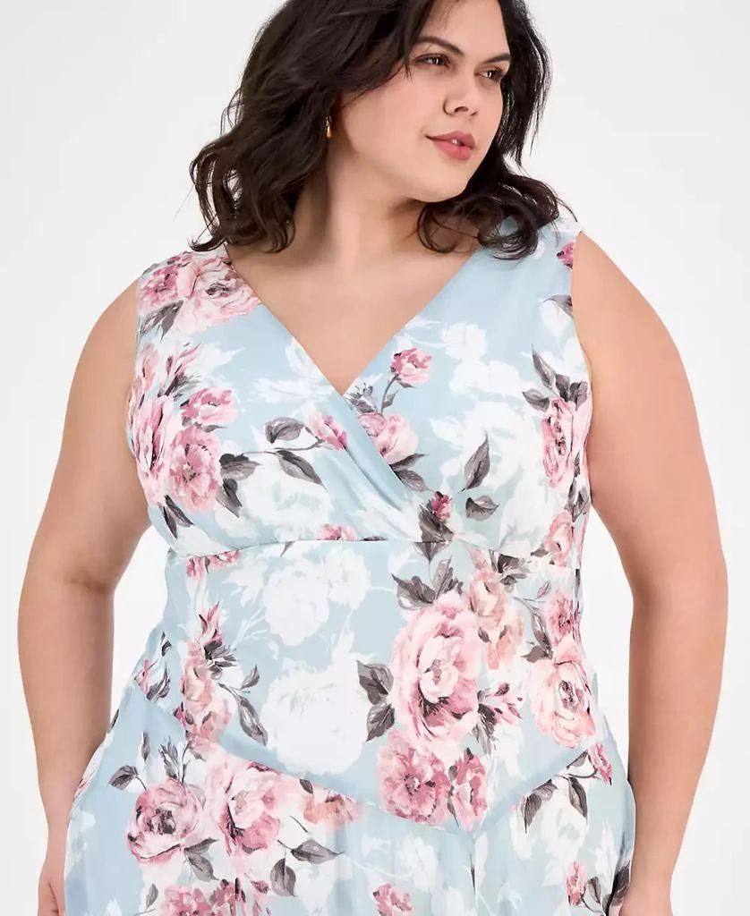 Connected Plus Size Floral-Print Chiffon Midi Dress 3