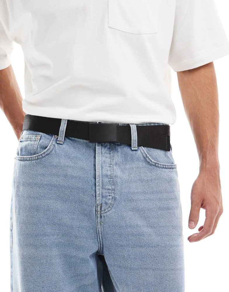 ASOS ASOS DESIGN webbing belt with matte black buckle in black