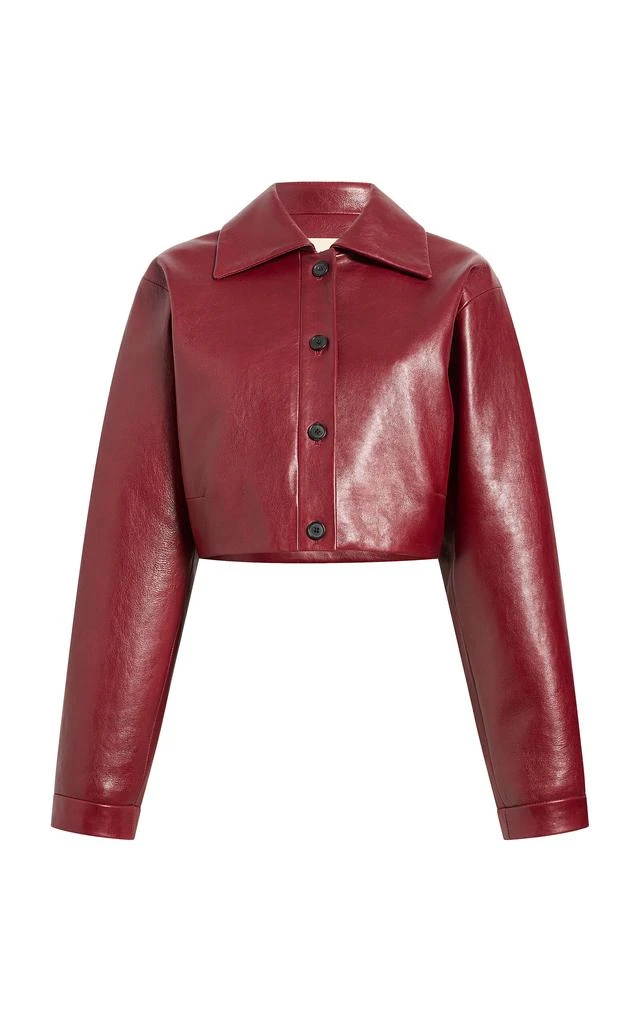 Khaite Khaite - Sue Cropped Leather Jacket - Burgundy - US 8 - Moda Operandi 1