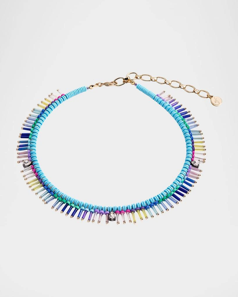 Elsie Frieda On The Fringe Necklace with Bugle Beads and Crystals