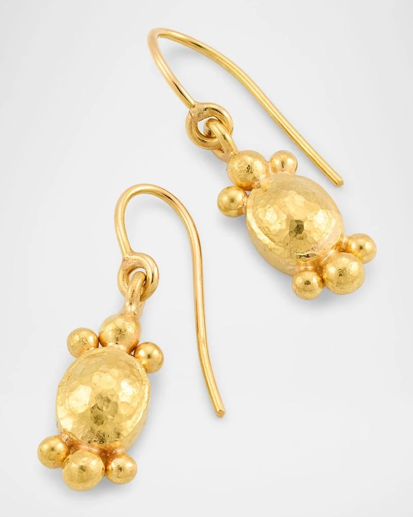 Elizabeth Locke 19K Yellow Gold Shallow Dome and Dot Dangle Earrings 3
