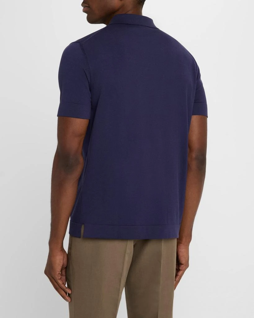 Brioni Men's Cotton and Silk Johnny Collar Polo Shirt 4