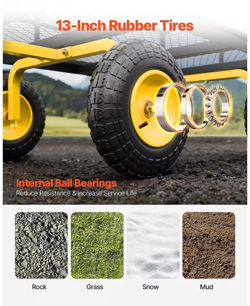 SUGIFT 1200 lb Heavy-Duty Steel Garden Cart with 13" All-Terrain Tires 
Convertible Mesh Sides 8