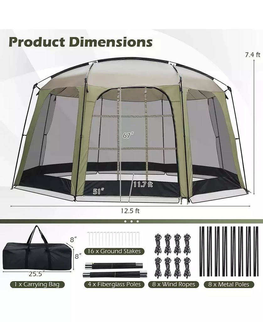 Mecale Netted Canopy Tent for 6-8 People with Zippered Door, Outdoor Screen Shelter 2