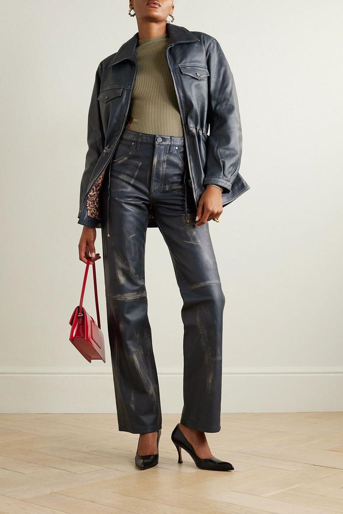DODO BAR OR Tati distressed paneled leather straight-leg pants