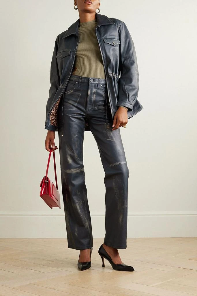 DODO BAR OR Tati distressed paneled leather straight-leg pants 2