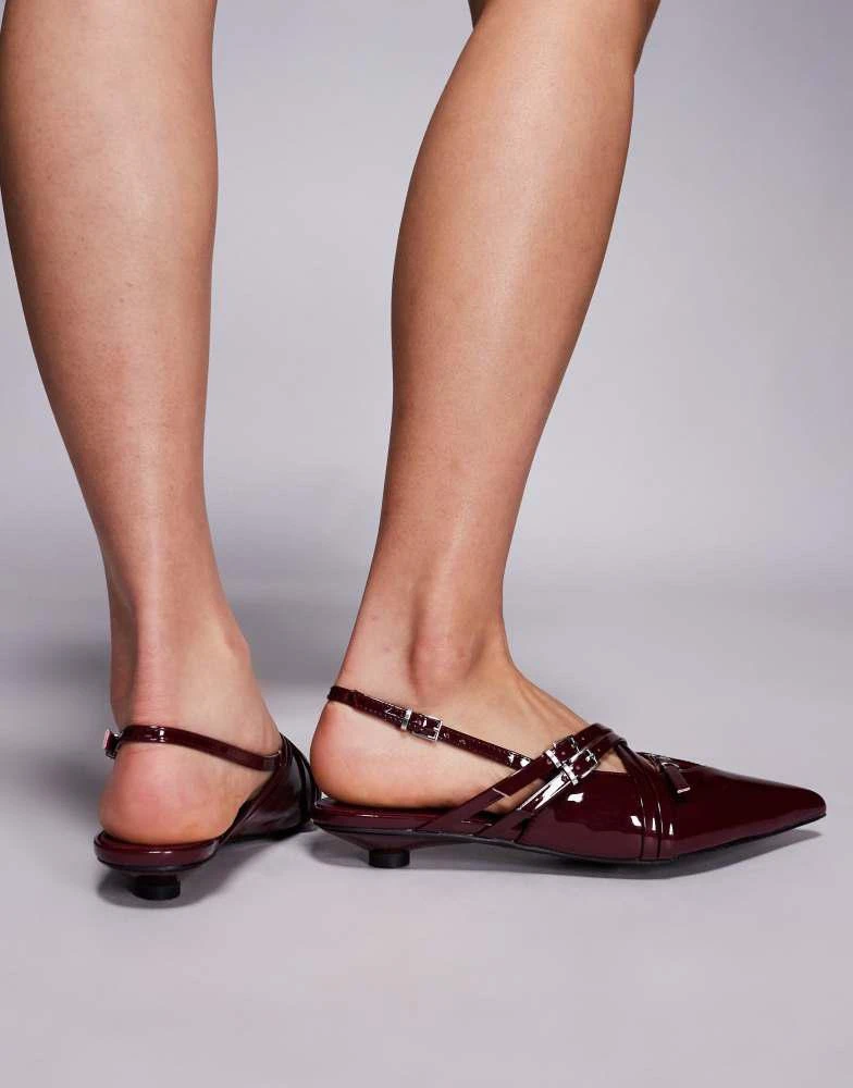 Public Desire Public Desire Shilpa pointed strappy sling back heels in burgundy 3