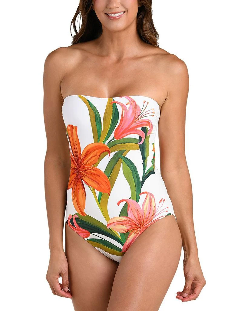 La Blanca Jungle Blossoms Bandeau One Piece Swimsuit 1