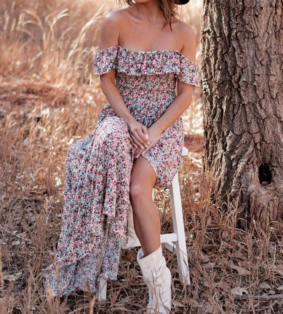 PROMESA Picture Perfect Moments Off Shoulder Maxi Dress In Multicolor 1