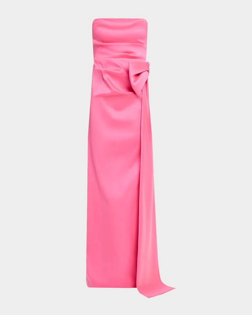 Teri Jon Strapless Draped Bow Mikado Column Gown 1