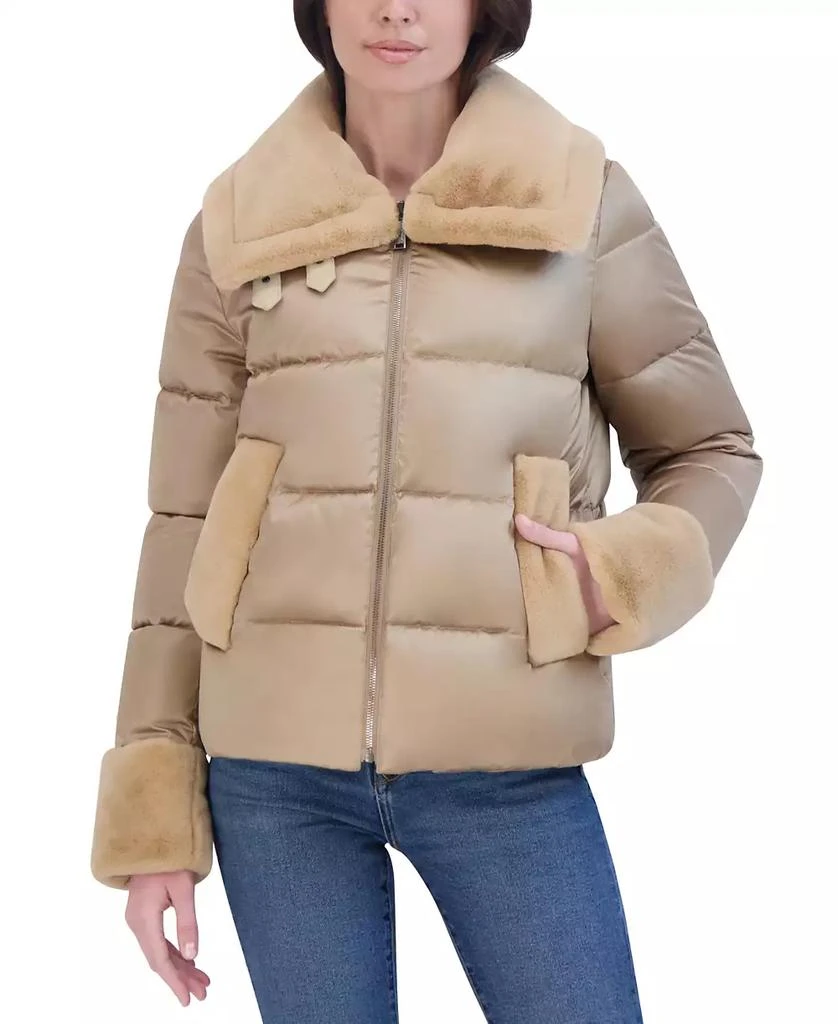 Laundry by Shelli Segal Women
s Shine Faux-Fur-Trim Puffer Coat 1