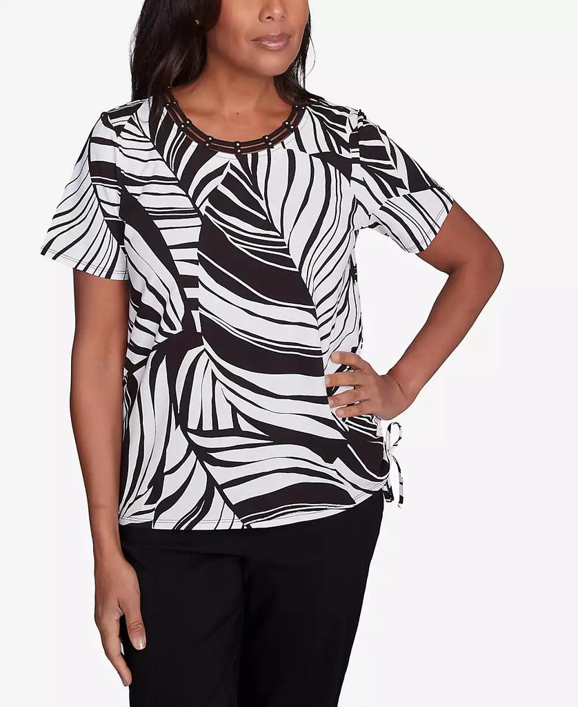 Alfred Dunner Petite  Twisted Leaves with Side Tie Top