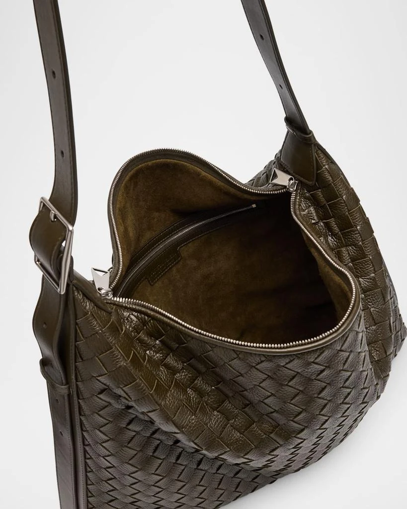 Bottega Veneta Men's Traveller Medium Intrecciato Leather Hobo Bag 4