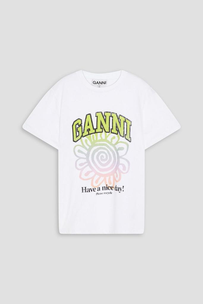 GANNI 関税込 リカットコットンジャージーTシャツ Ganni Printed cotton-jersey T-shirt - T-Shirts - BeyondStyle