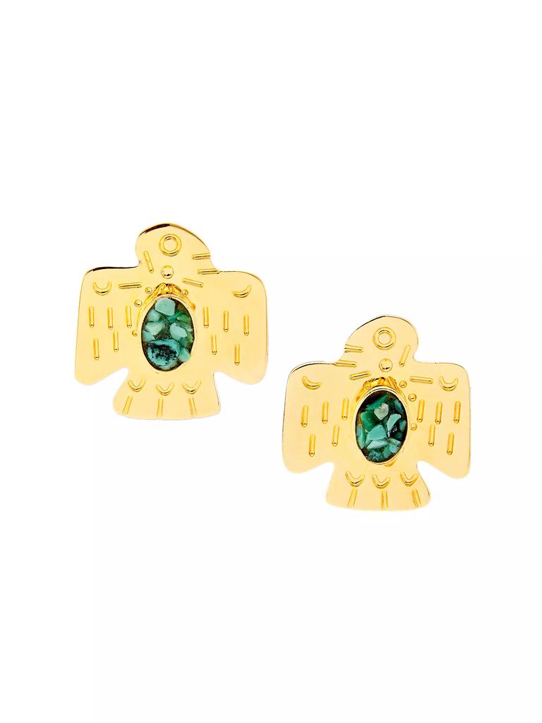 GAS Bijoux Eagle 24K-Gold-Plated & Turquoise Stud Earrings