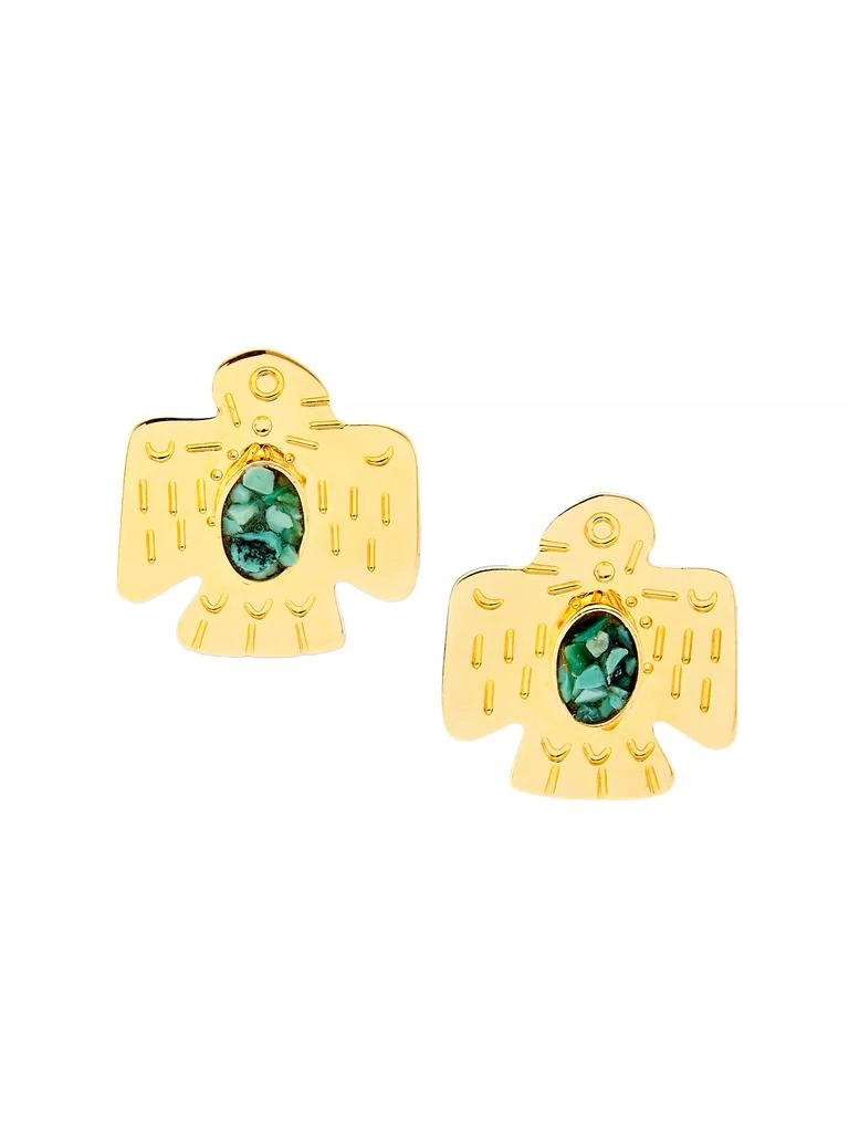GAS Bijoux Eagle 24K-Gold-Plated &amp; Turquoise Stud Earrings 1