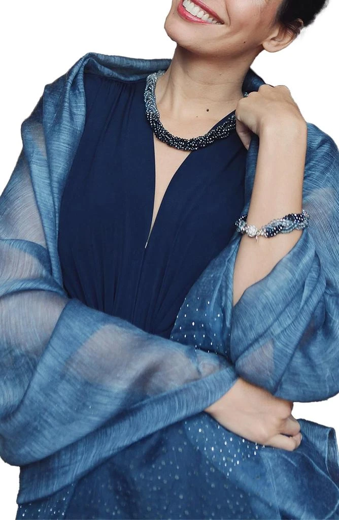 Crystal Embellished Silk & Wool Scarf – On Sale Now with Up  display picture 3