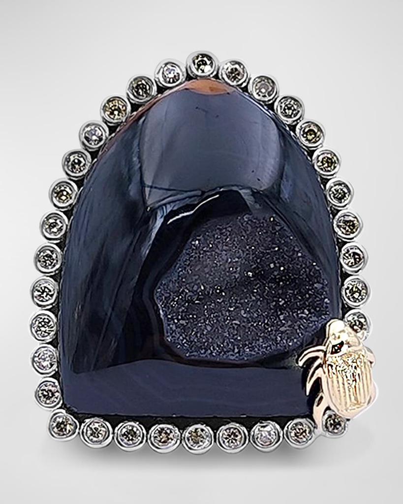 Stephen Dweck Black Druzy and Champagne Diamond Ring