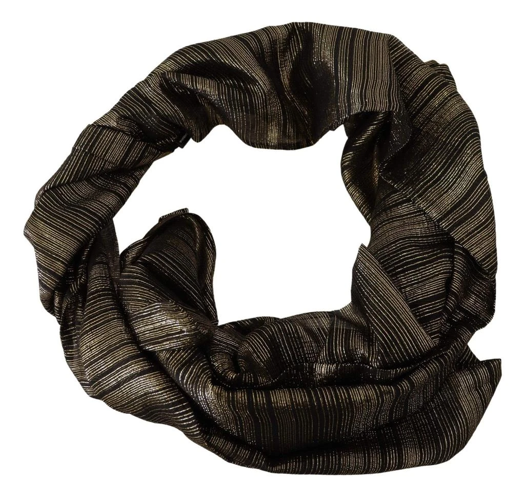 Dolce & Gabbana Dolce & Gabbana Metallic Gold Silk Stretch Shawl Wrap Scarf 3
