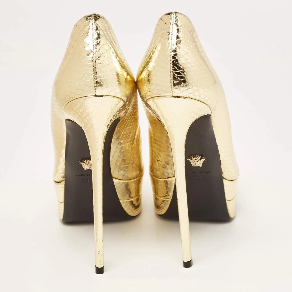 Versace Versace Gold Embossed Python Medusa Double Platform Pumps Size 39.5 5