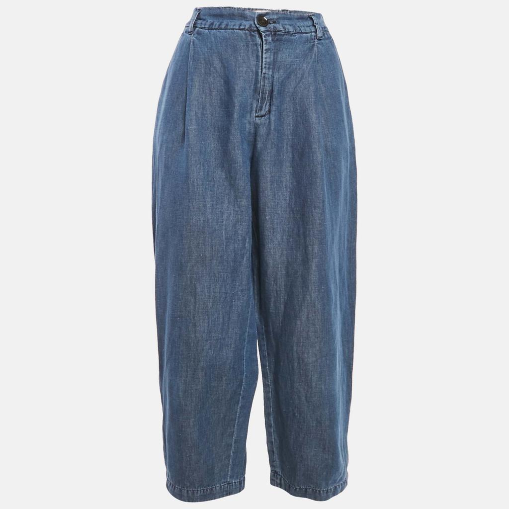 Weekend Max Mara Weekend Max Mara Blue Chambray Wide-Leg Trousers S