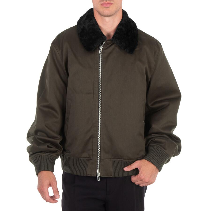 Shop Zipped Shearling-Collar Bomber Jacket on Sale at BeyondStyle