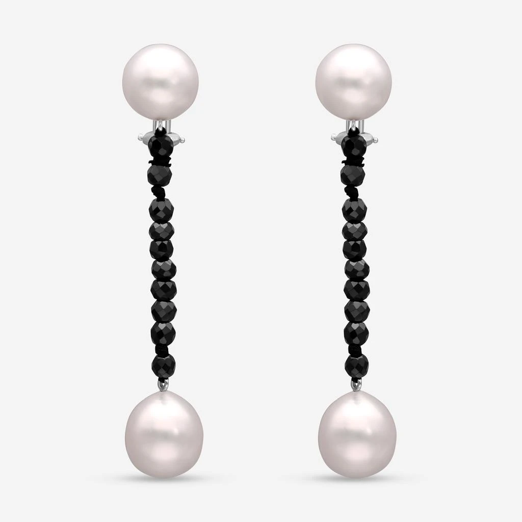 Assael Assael 18K White Gold, Black Spinel 9.00ct. tw. and South Sea Pearl French Clip Earrings E6717 1
