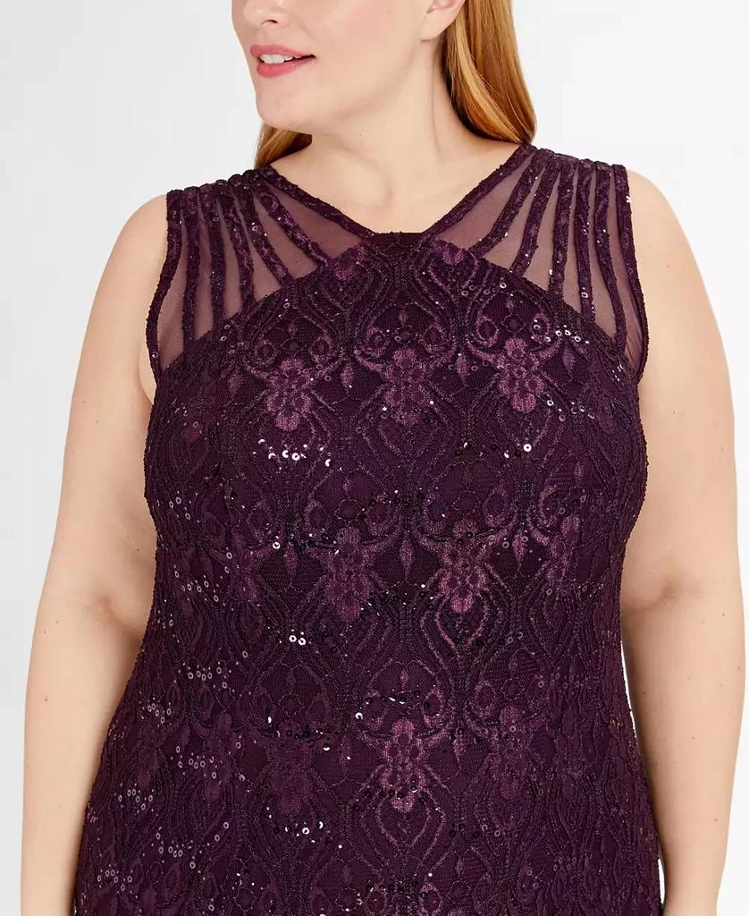 R & M Richards Plus Size Sequin Lace Gown 4