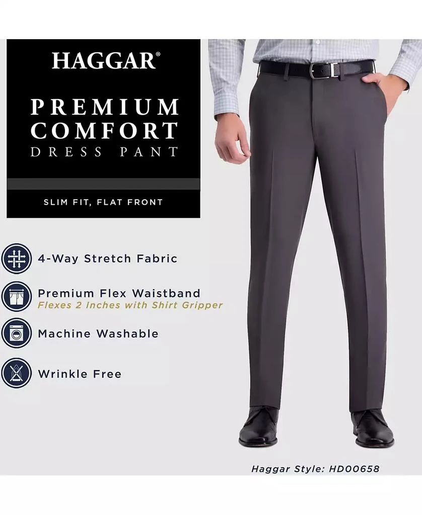 Haggar Men's Premium Comfort Slim-Fit Performance Stretch Flat-Front Dress Pants 6