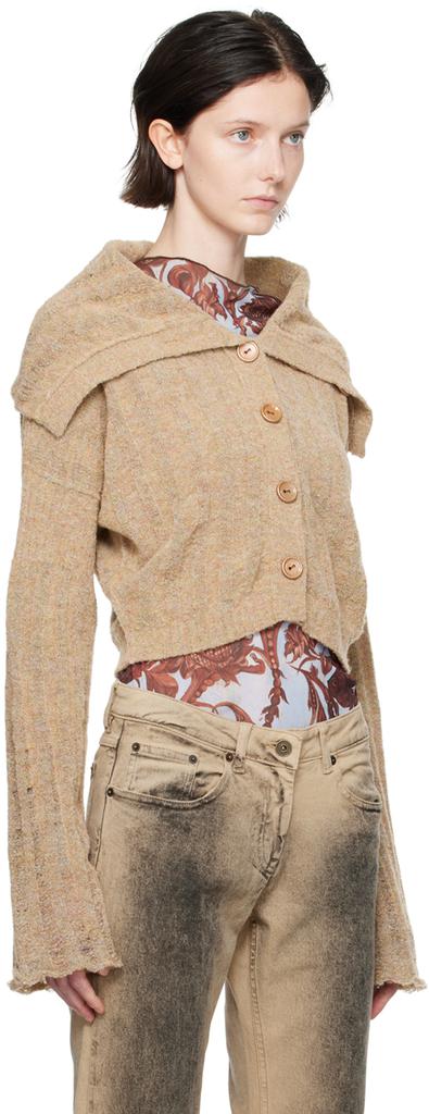 KNWLS Beige Lettuce Edge Cardigan