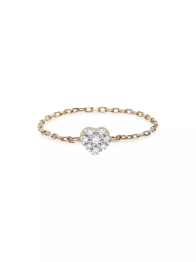 DJULA Magic Touch 18K Gold & 0.04 TCW Diamond Heart Chain Ring 1