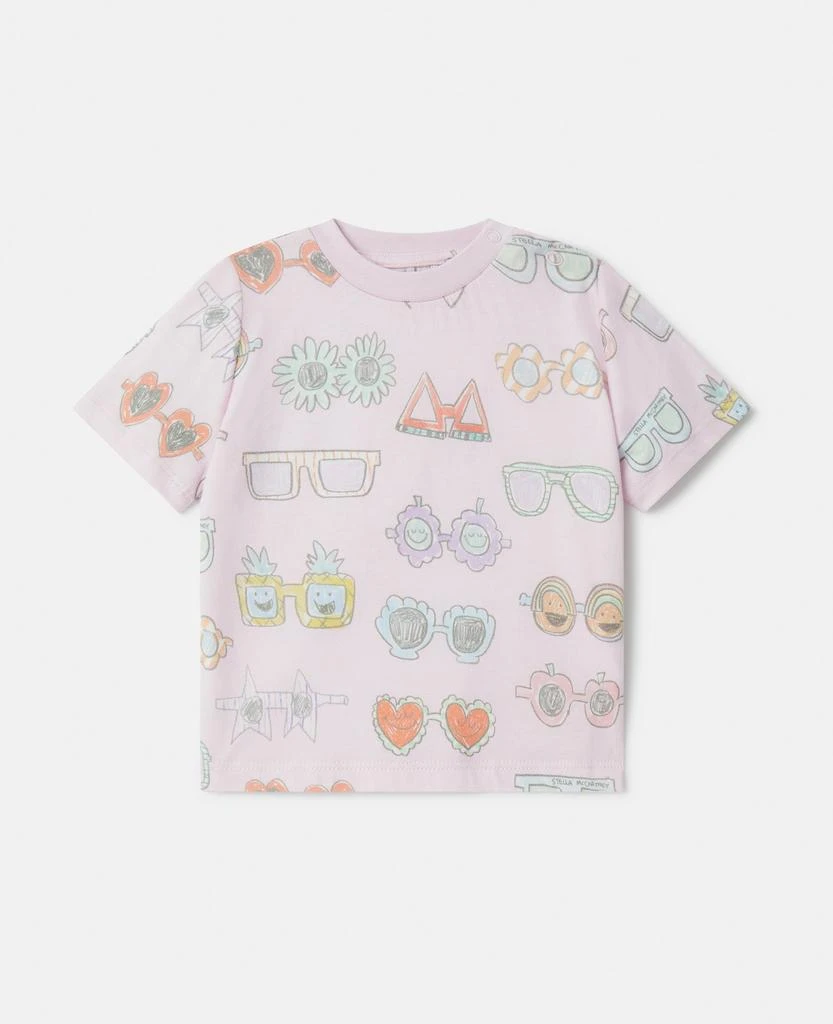 Stella McCartney Stella McCartney - Sunglasses Doodle Print T-Shirt, Woman, Pink, Size: 12m 1