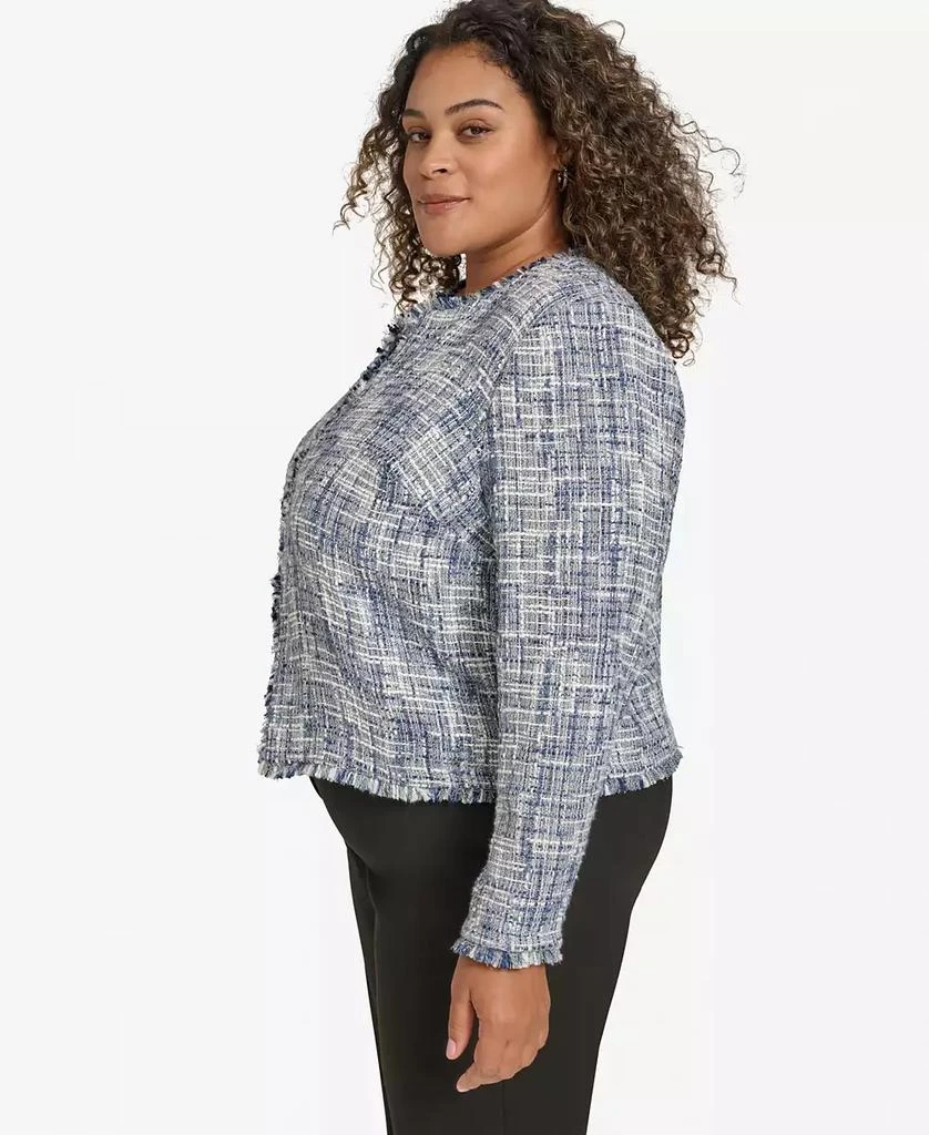 Calvin Klein Plus Size Tweed Open-Front Cropped Blazer 3