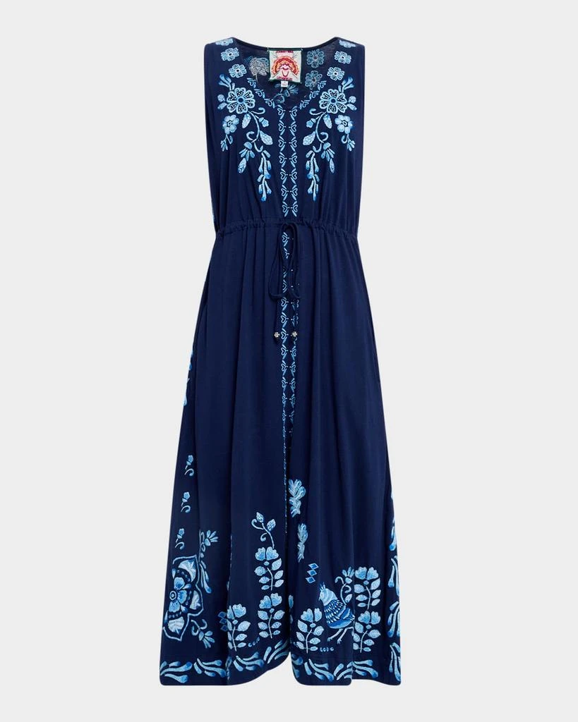 Johnny Was Yadira Embroidered Cotton Knit Midi Dress 1