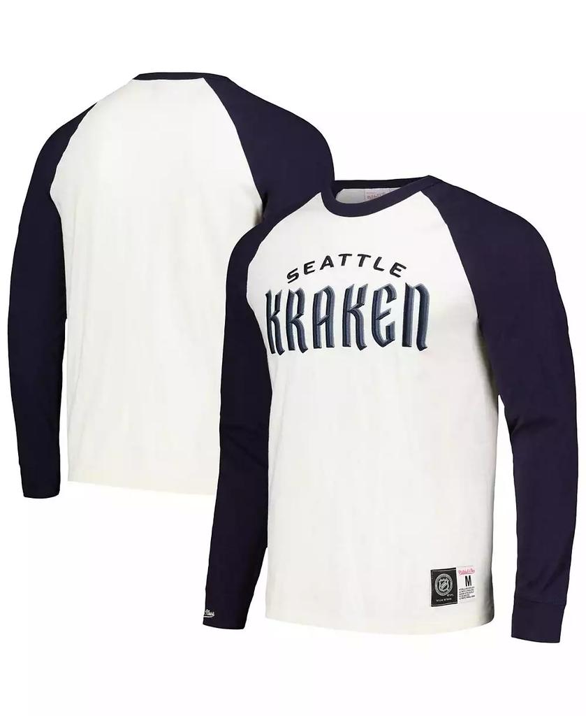 Mitchell & Ness Men's Cream Seattle Kraken Legendary Slub Vintage-Like Raglan Long Sleeve T-shirt