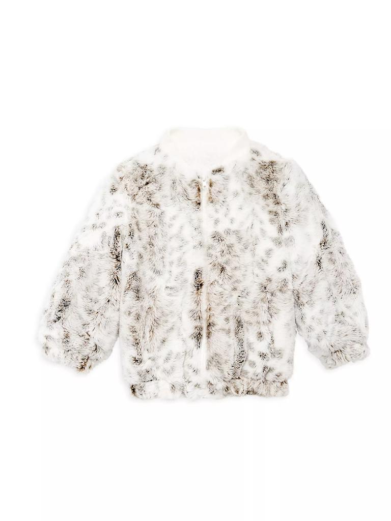 Barefoot Dreams Little Girl's Faux Fur Reversible Bomber Jacket