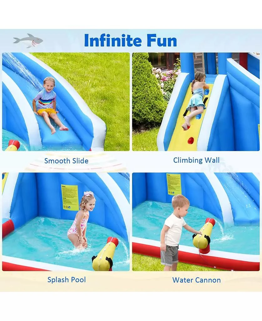 Slickblue 4-in-1 Inflatable Water Slide Park with Long Slide Ultimate Outdoor Playset for Kids 5