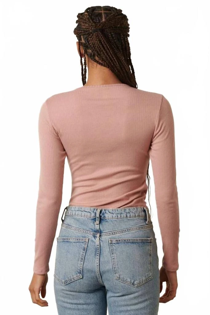 mittoshop Bellini Rib Knit Bodysuit In Pink 3