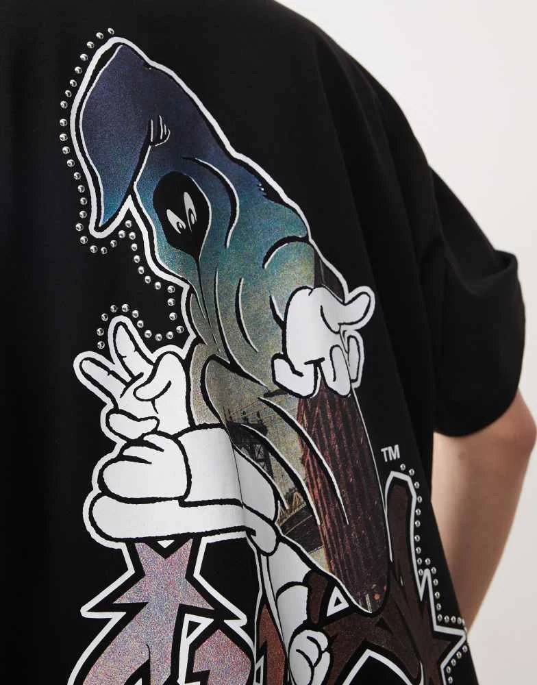 COLLUSION COLLUSION Studded premium graphic skate t-shirt in black 4