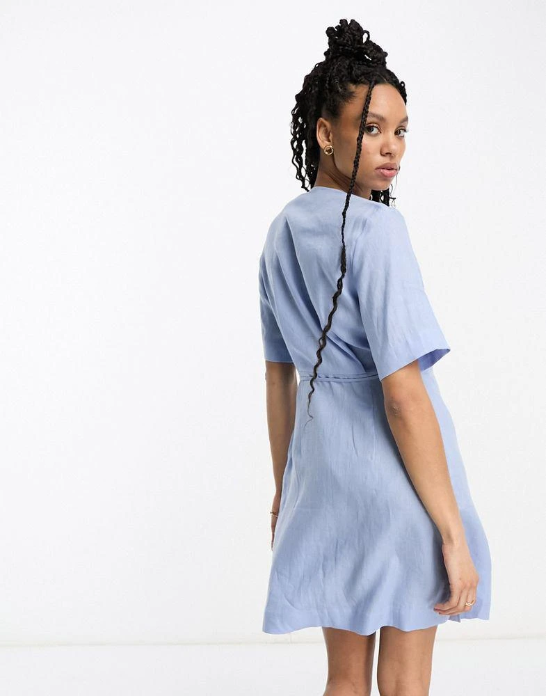 & other stories blue wrap dress Linen Midi Wrap Dress - Light Blue