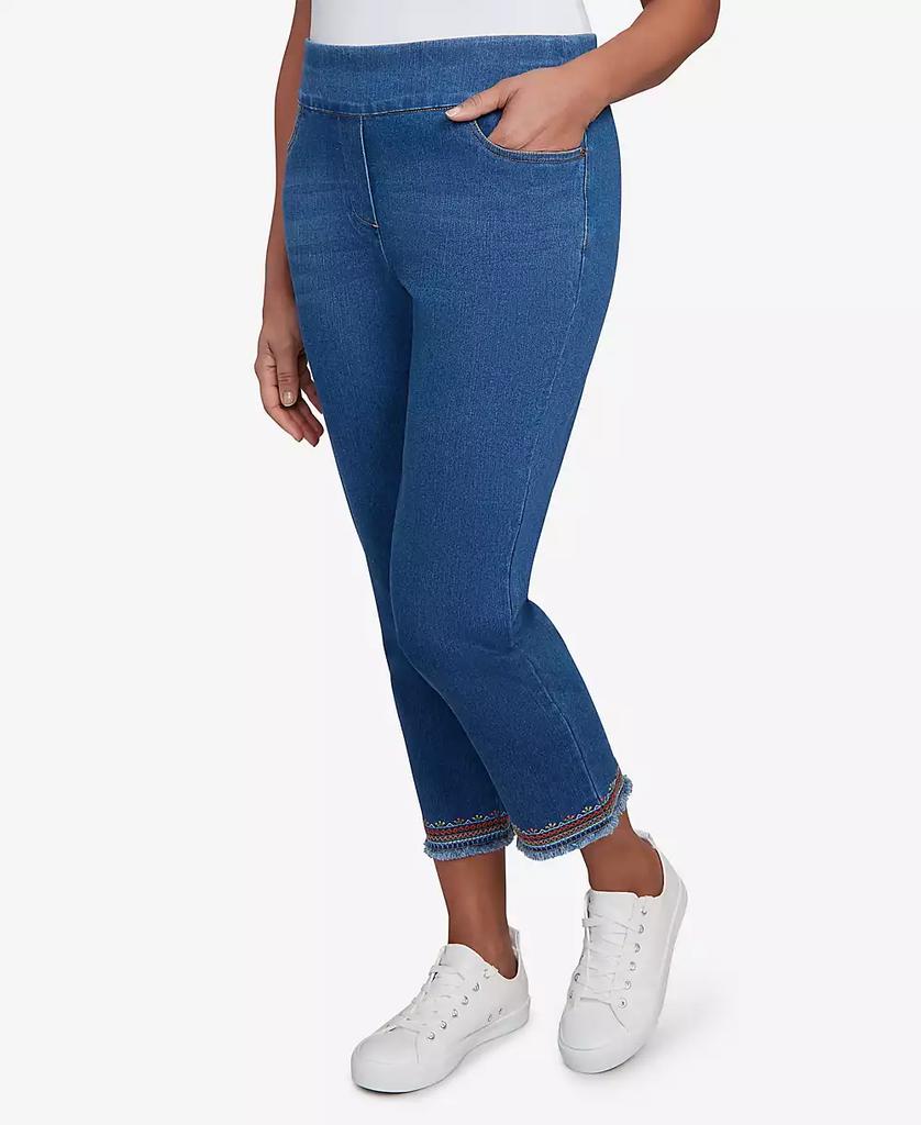 Alfred Dunner Petite El Paso Border Fringe Denim Ankle Pants